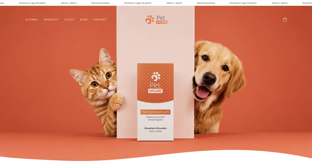 PetImune — ukážka e-commerce prezentácie